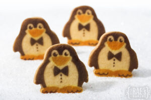 Penguin decorated shortbread cookies